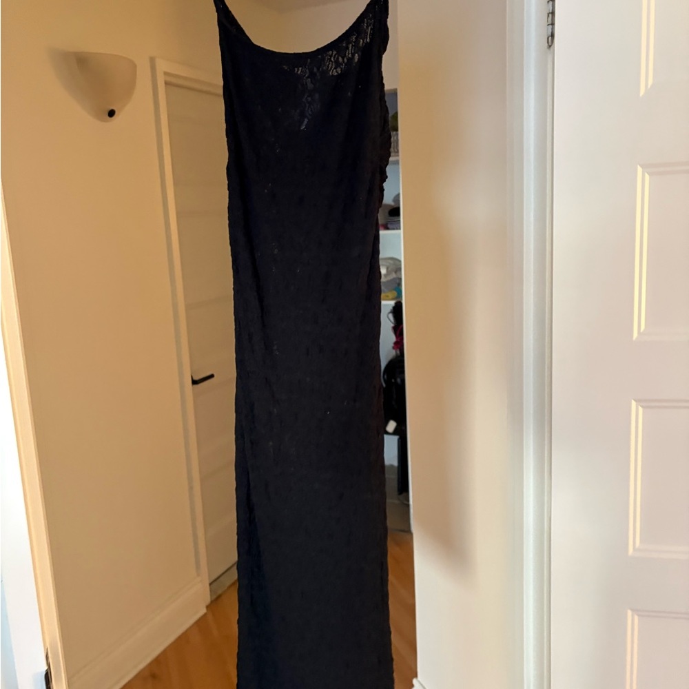 Zara Lace Strapless Black Maxi Dress